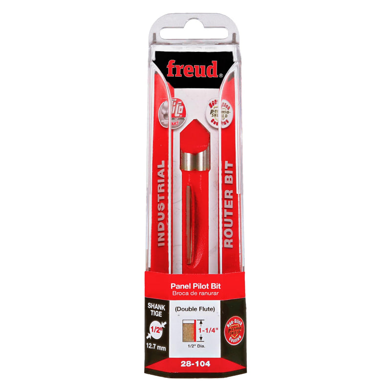 Freud 28-104: 1/2" (dia.) Panel Pilot Bit with 1/2" shank, 1-1/4" carbide height One Size 1/2-Inch Diameter Double Flute Panel Pilot Router Bit with 1/2-Inch Shank