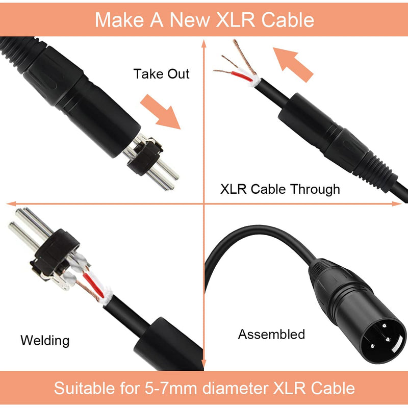 XLR Male 3 Pin Adapter Microphone Cable XLR Solder Connector 5 Male and 5 Female XLR Microphone Connectors Pack of 10