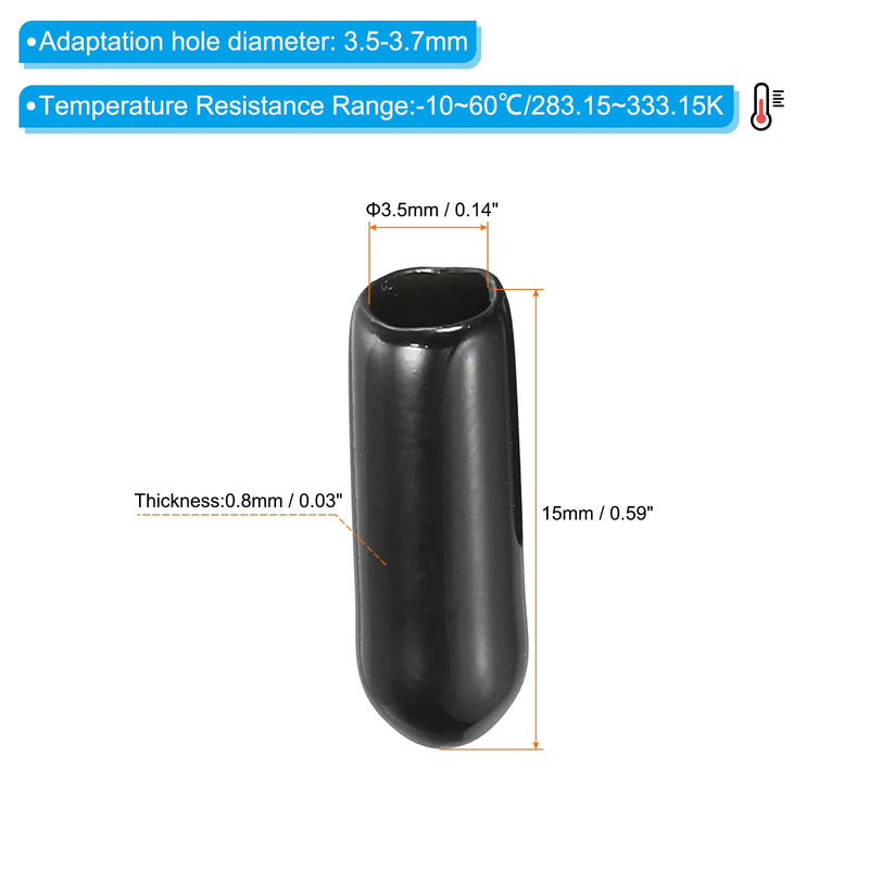 [Australia - AusPower] - PATIKIL 3.5MM Vinyl Rubber End Caps, 120 Pack Flexible Bolt Screw Covers Caps Round Thread Protector Caps for Metal Tubing Rod Bolts, Black 