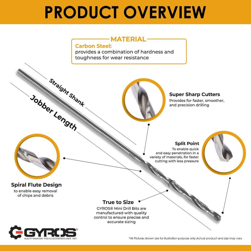 [Australia - AusPower] - GYROS 12 PCS #55 Micro Drill Bit Set – Small Drill Bits for Jewelry, Plastic, Resin, & Soft Metal – Carbon Steel Wire Gauge Mini Twist Drill Bit Set for Pin Vise Hand Drill & Rotary Tool #55 (.0520”/1.321MM) 