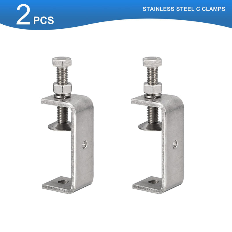 [Australia - AusPower] - 2 Pack 304 Stainless Steel C Clamps with 65mm/2.56" Stable Wide Jaw Opening Tiger Clamp for Woodworking Welding Construction Household Mount 65mm/2.56" 