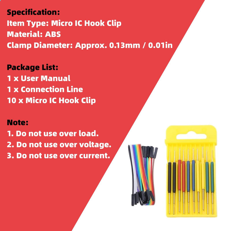 [Australia - AusPower] - Eujgoov 10Pcs Micro IC Hook Clip Mini IC Clamp SOP SOIC Test Leads Clamp Adapter of Multimeter 