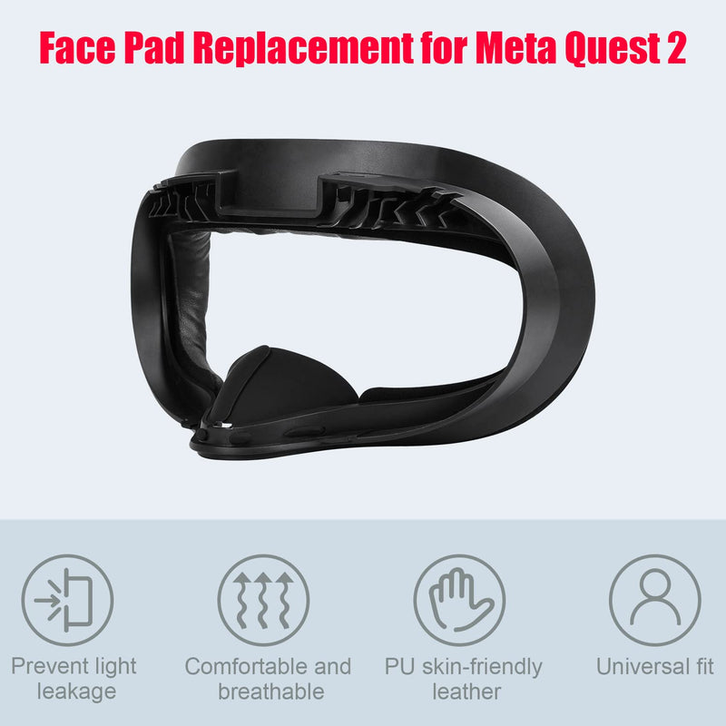 [Australia - AusPower] - VR Facial Interface and Foam Replacement Set for Oculus Meta Quest 2 | Removable Facial Interface Frame & Foam Face Covers Replacement & Anti-Leakage Nose Pad & Lens Cover Set1 1Pad 