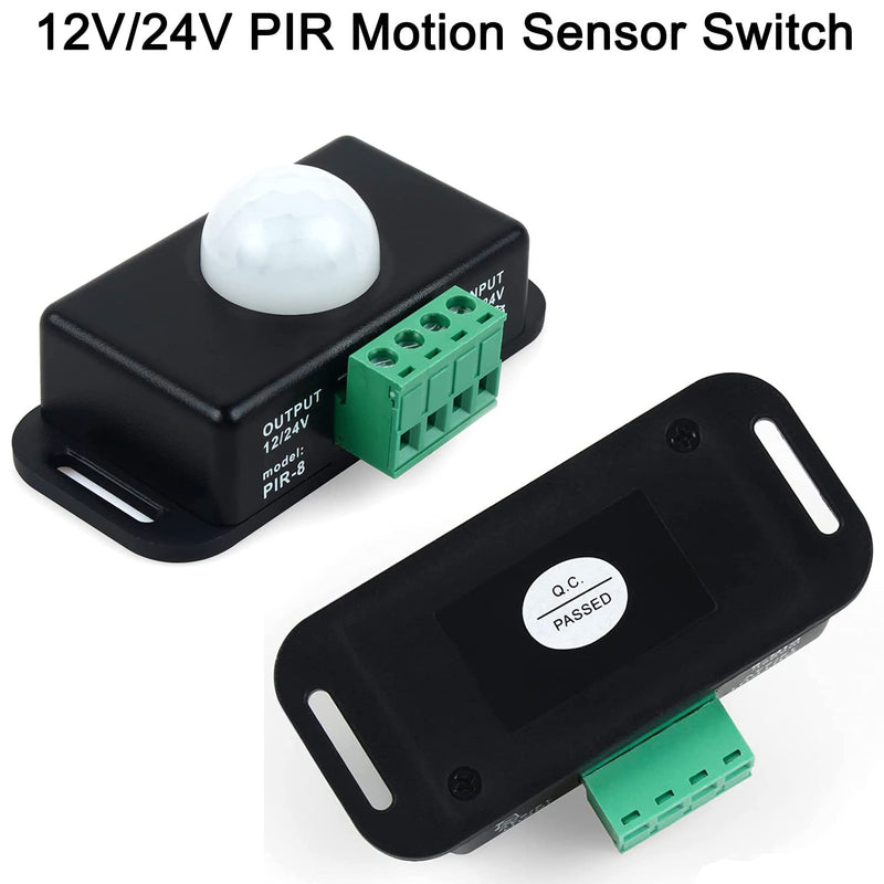 [Australia - AusPower] - Greluma Pack of 3 12 V/24 V Motion Sensor Switch, PIR Sensor LED Switch Controller for Flexible LED Strips Black 