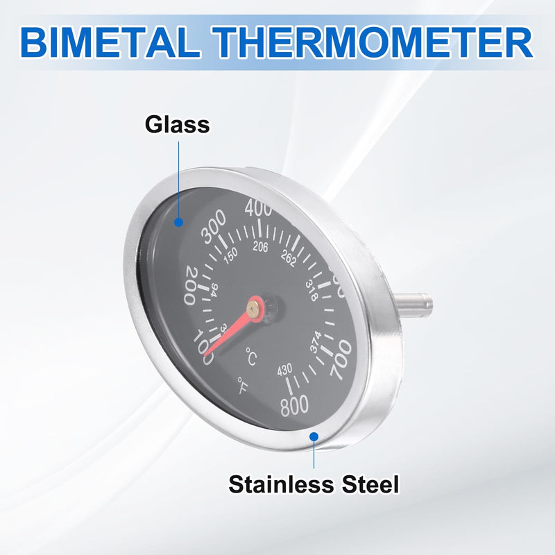 [Australia - AusPower] - MECCANIXITY Bimetal Thermometer with 0.13in Stainless Steel Stem & 75x48mm Size, 38-430°C Temperature Range, Shatterproof Glass Lens - Industrial Grade 