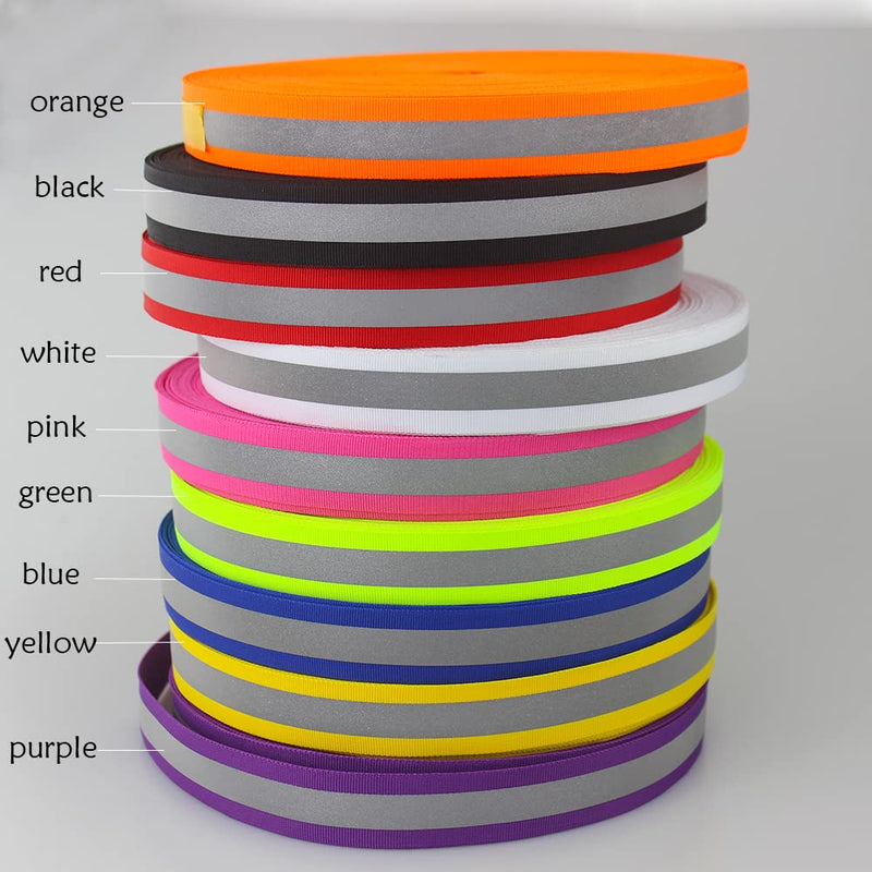 Silver Reflective Ribbon Tape for Clothing Webbing Trim Strip Sew On 0.8in x 50yd (Pink) Pink
