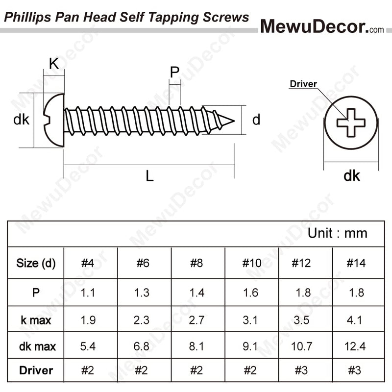 [Australia - AusPower] - #14 x 1-1/2" Pan Head Self Tapping Screws Sheet Metal Wood Screws, 304 Stainless Steel 18-8, 25 PCS #14 x 1-1/2" 
