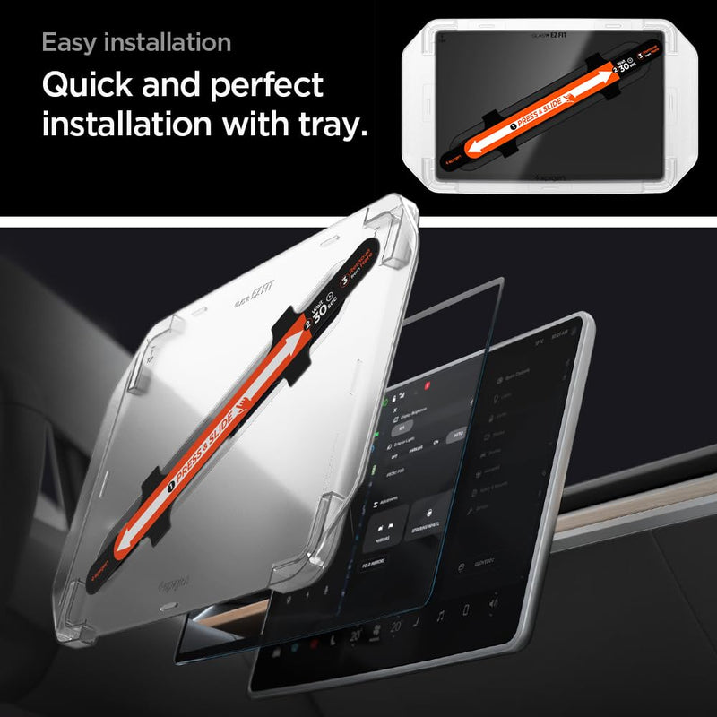 [Australia - AusPower] - Spigen Tempered Glass Screen Protector [Glas.tR EZ FIT] designed for Tesla Model 3 (2024) 15.4 inch Dashboard Touchscreen - Matte/Anti Glare/Anti Finger Print 15.4" 