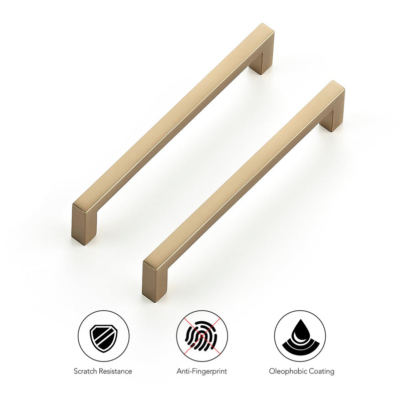 Ravinte 5 Pack Solid 5 Inch Center to Center Slim Square Bar Drawer Handles Kitchen Cabinet Handles Drawer Pulls Kitchen Cabinet Hardware Champagne Bronze Dresser Pulls
