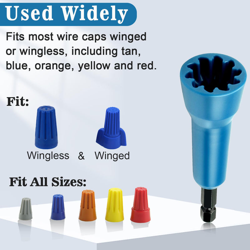 [Australia - AusPower] - Wire Twisting Tool, Wire Spin Twister Nut, Spin Twist Wire Connector, Wire Twisting Spinner, Wire Spin Driver Nut, Wire Twister Tool for Drill and Wire Connector Driver with 1/4" Chuck Blue 