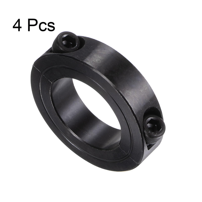 [Australia - AusPower] - 4pcs Shaft Collar for 1-1/4" Rod 2-1/16" OD 1/2" Width Black Oxide Plating Double Split Axle Clamp-On Collar with Set Screw 1-1/4" Bore 