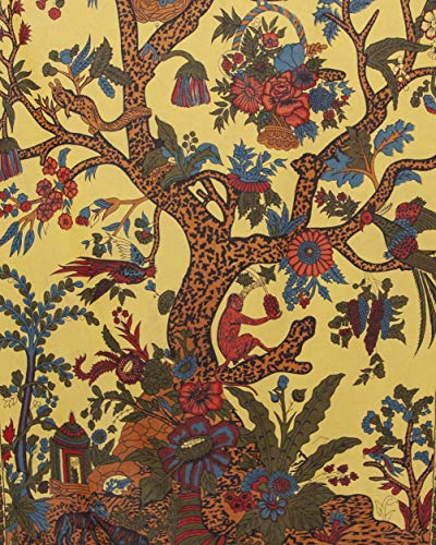 India Arts Tree of Life Tab Top Curtain Drape Door Panel 44" W x 88" L Mustard