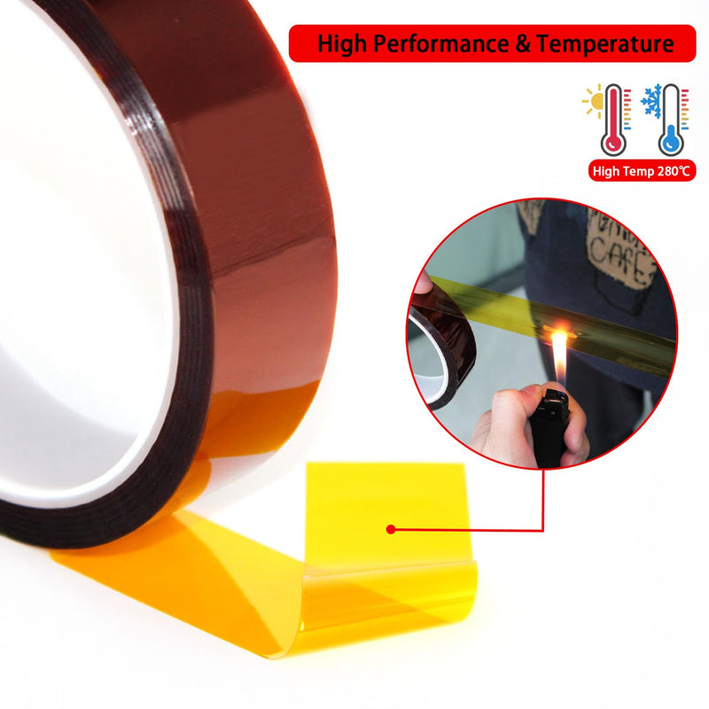 High Temperature Heat Resistant Polyimide Tape,No Residue for Masking,3D Printing,Sublimation Transfer Press,Thermal,Electronic Insulating,Soldering,Circuit Boards,Powder Coating(3/4''×33M×1Roll) 3/4''×33M×1Roll