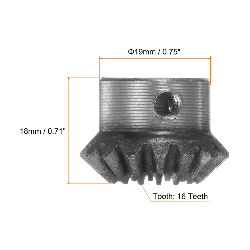 [Australia - AusPower] - HARFINGTON 2pcs Bevel Gear 1M 16 Teeth 10mm Shaft Hole 1:1 Tapered Bevel Pinion Gear 45# Steel 1.5 Module 90 Degree Steering Gear, for Hardware Mechanical Rotation 