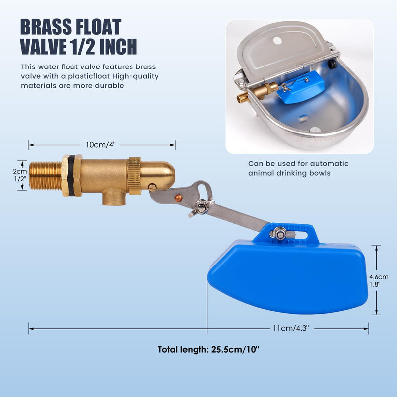 [Australia - AusPower] - Float Valve 1/2 Inch Brass Pool Auto Fill Float Valve for Water Stock Tank Trough Water Level Control Livestock Trough Pond Switch Adjustable Fountain Pool Filler 
