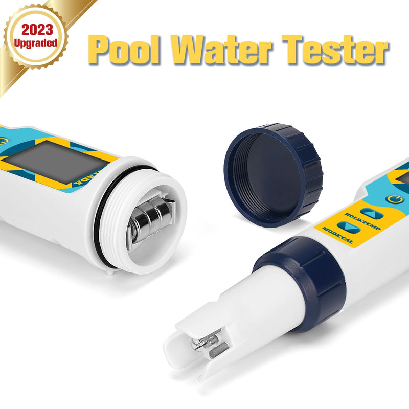 [Australia - AusPower] - Saltwater Pool Tester Free Chlorine Meter pH and Salinity Tester 7 in 1 Free Chlorine pH Salt ORP TDS EC Temp Meter Digital Pool Water Tester pH and Free Chlorine Meter for Pool Hot Tub Spa 7 in 1 Free Chlorine pH Salt ORP TDS EC Tester 