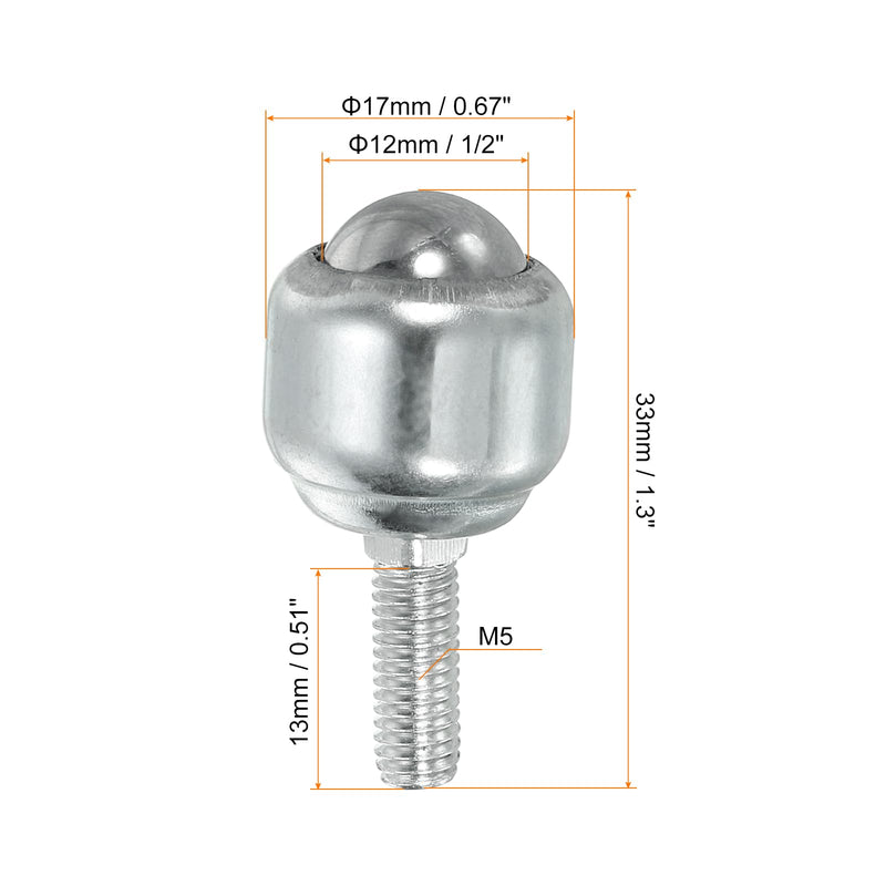 [Australia - AusPower] - PATIKIL Roller Ball Transfer Bearing 1/2", 8 Pack Load 15lbs Stud Mounted Carbon Steel Rotation Caster Unit for Conveyor Roller Stand Transmission 1/2" 