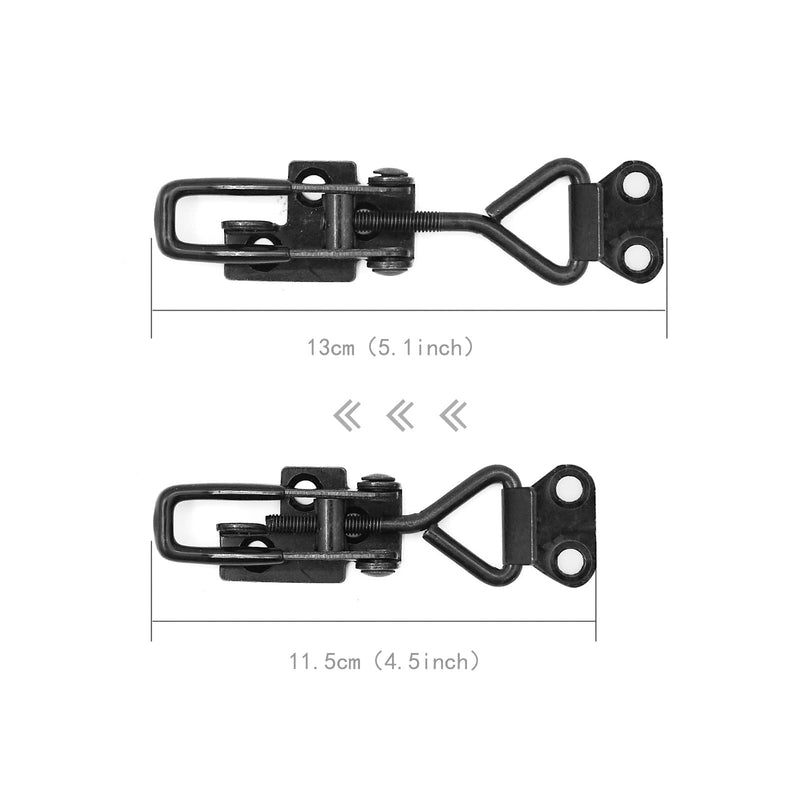 [Australia - AusPower] - 2 Pack Adjustable Black Toggle Clamp Latch(4002) Heavy Duty 550 lbs Capacity Toggle Latch & Quick Release Metal Pull Latches, Easy to Install for Lid Box Case Door Smoker(come with 10pcs 0.78" Screws) 4002?2pack? 