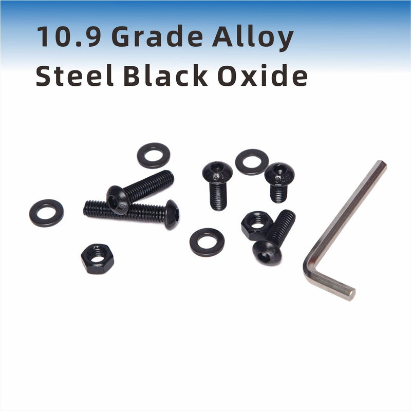 [Australia - AusPower] - 150PCS M6 x 12/16/20/25/30mm Button Head Hex Socket Cap Screws Bolts Nuts Washer Assortment Kit, 10.9 Grade Alloy Steel Black Oxide, Metric Bolts and Nuts Assortment,Fully Threaded M6 Alloy Steel Black Button Head Kit 150 