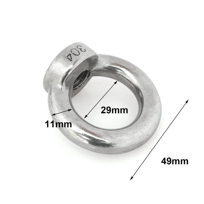 [Australia - AusPower] - 4pcs M12 304 Stainless Steel Ring Shape Lifting Eye Threaded Nut for Marine Hardware 