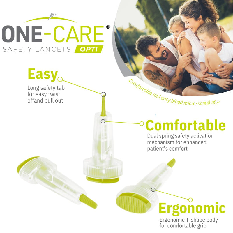 [Australia - AusPower] - ONE-CARE Opti Safety Lancets Top Button Activated 21G x 2.4mm, NormalFlow, 100/bx 