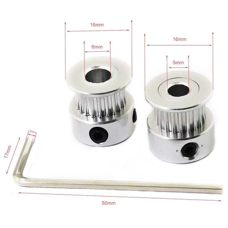 [Australia - AusPower] - 2pcs GT2 Aluminum Alloy Synchronous Wheel 3D Printer Accessories 20 Teeth Bore 6mm Timing Pulley for Width 6mm Open Timing Belt 6mm Bore 