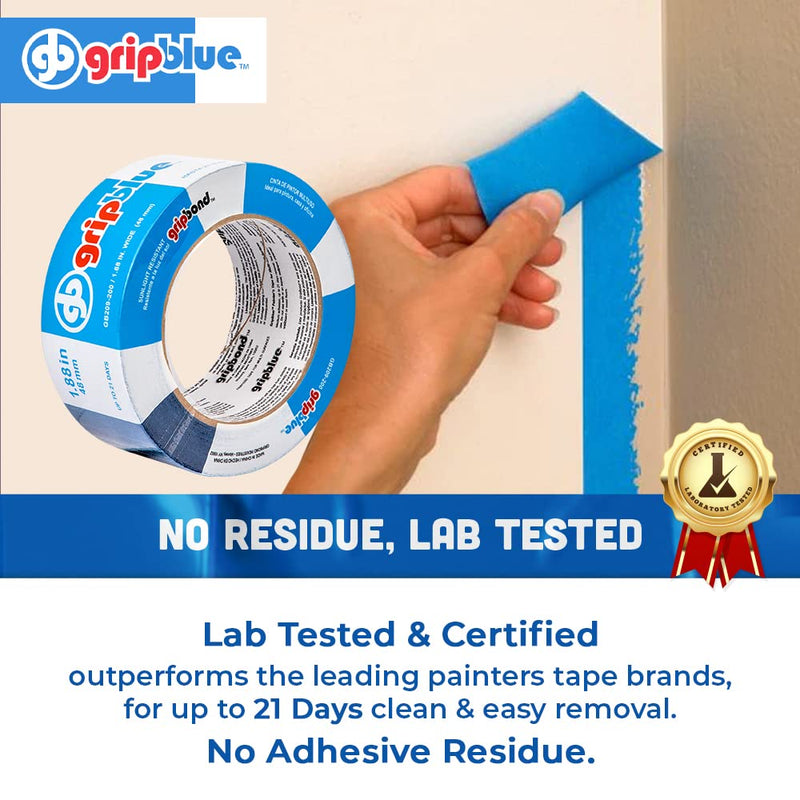 Blue Painters Tape 2 Inch Wide, 1 Roll Masking Tape - Perfect for Precise Lines on Walls & Trim, Multi-Surface, Residue-Free, Easy Removal - Ideal for Indoor & Outdoor Use, 1.88in x 60yds 2 in/1.88 (Single Roll)