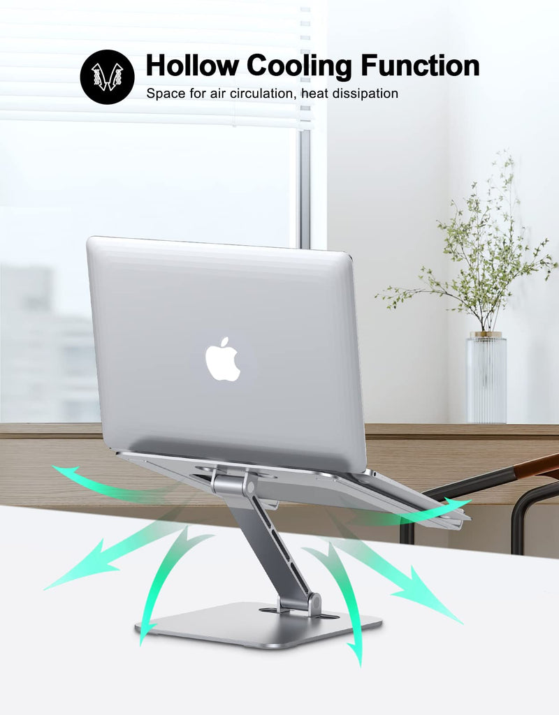 [Australia - AusPower] - Foldable Laptop Stand, Height Adjustable Ergonomic Computer Stand for Desk, Aluminum Portable Laptop Riser Holder Mount Compatible with MacBook Pro Air, All Notebooks 10-16" Silver 