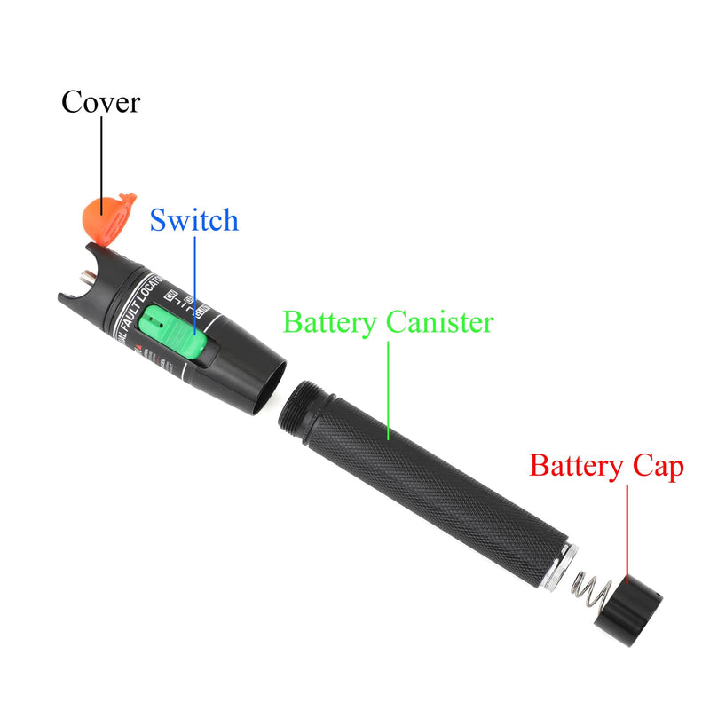 [Australia - AusPower] - WSOLDMA 10MW Visual Fault Locator 10KM Fiber Optic Tester Tool Kit VFL Red Light Pen for SC/FC/ST/LC Connector for Fiber Network Cable Test 