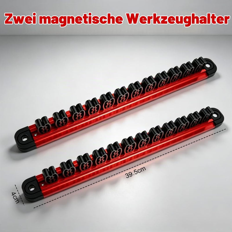 Tool Holder Wall Magnetic Clamping Range 1-7 mm Pack of 2 | Tool Wall Mount Magnetic Strip Tool with 12 Clamps Tool Wall Magnet Tool Storage Magnetic Holder