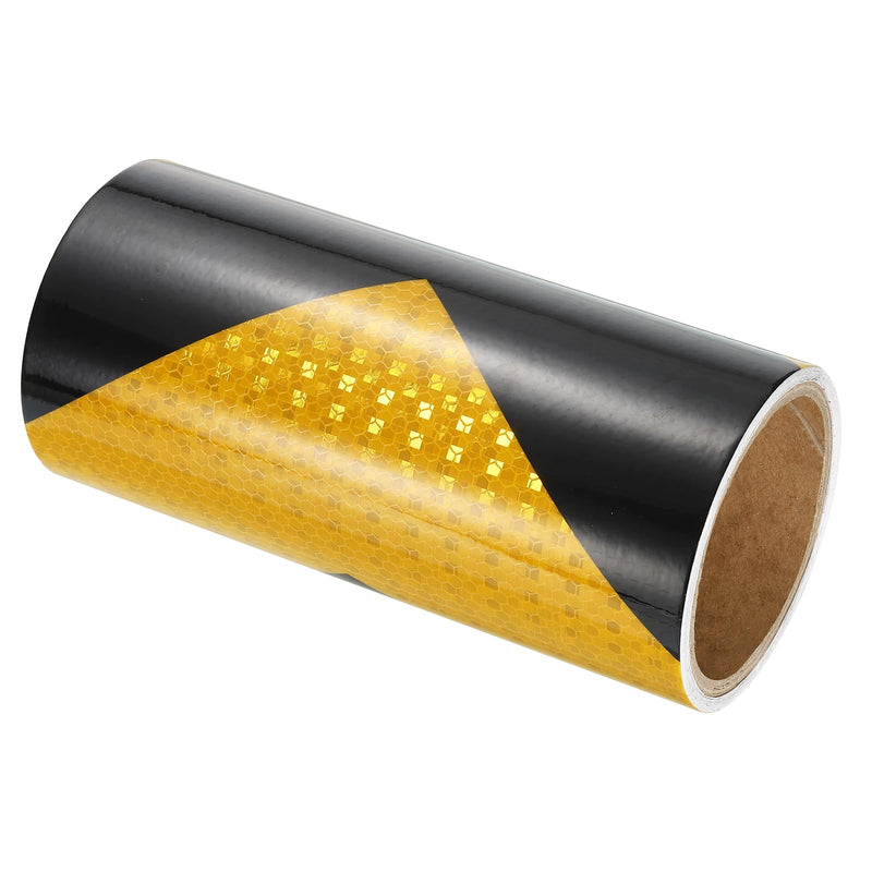 PATIKIL Reflective Tape, 8 Inch x 10 FT Waterproof High Visibility Self-Adhesive Warning Safety Tape Reflective Stickers External Accessories for Cars Trucks, Black Yellow