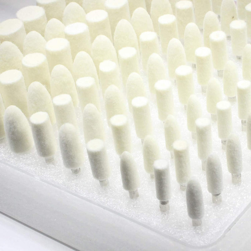[Australia - AusPower] - Luo ke 100 Pcs Compressed Wool Felt Polishing Head Tool Buffing Wheel for Dremel Rotary Tool with 1/8" Mandrel 