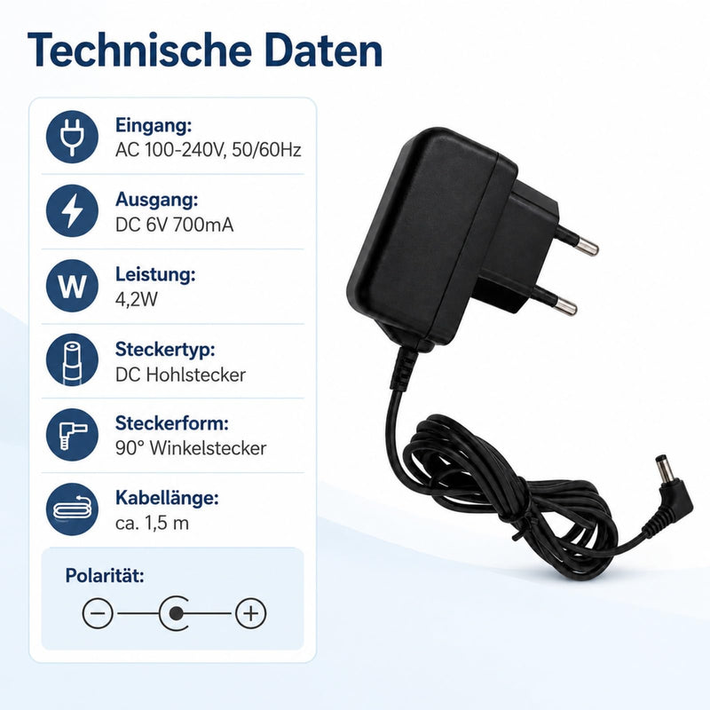6V 700mA Power Supply for Blood Pressure Monitor, AC/DC Replacement Power Adapter Compatible with Omron Hem U J L Series, EU Plug Charger for Electronic Upper Arm Blood Pressure Monitors