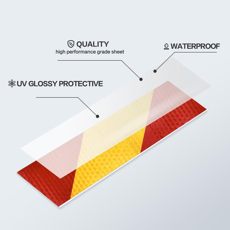 Arrow Reflective Tape Waterproof Caution Safety Tape Hazard Stickers Reflector Stripes for Warehouse, Floor,Wall Warning Signs (Yellowred Stripe, 2Inch x 33 Ft) Yellowred Stripe