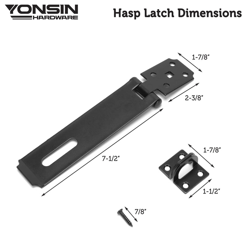 [Australia - AusPower] - 7-1/2" Door Padlock Safety Hasp Latch Heavy Duty, Door Hasp Clasp Lock Gate Shed Hasp Latch Lock for Door Window Fence Gate Barn, 304 Stainless Steel, Thickness 1/8”, Black, 1 Pack 7-1/2 Inch 