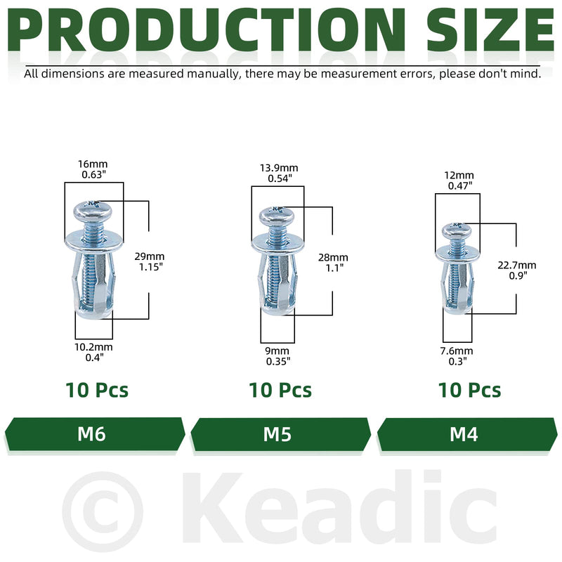 [Australia - AusPower] - Keadic 60Pcs M4 M5 M6 Molly Jack Nuts with Screws Assortment Kit Steel Petal Nuts Large Flange Short Jacknut Expansion Nut Flat Head Threaded Insert Nut for Hollow Wall Iron Plastic Thin Metal Size Assorted Set 