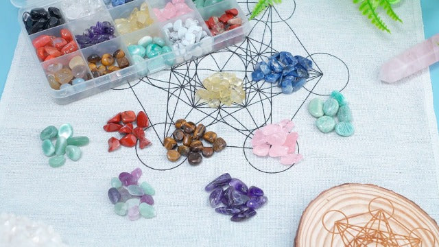 Jovivi 15 Assorted Tumbled Stones and Crystals Bulk Irregular Rocks Set #2- 15 Assorted Gemstones