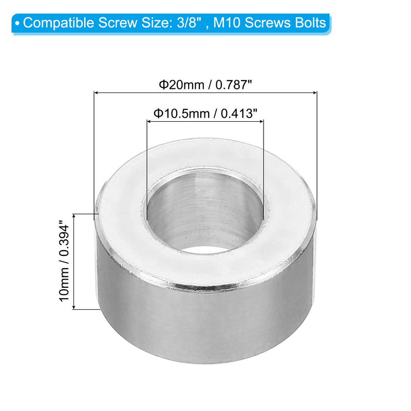 [Australia - AusPower] - PATIKIL M10 Aluminum Spacers,5Pcs Metal Spacer Aluminum Round 10.5mm ID x 20mm OD x 10mm L Thickness Aluminum Spacer Screw Standoff for 3/8" M10 Screw Bolt 10.5x20x10mm 