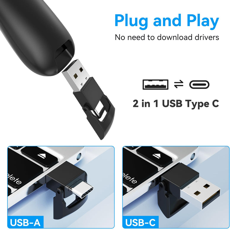 [Australia - AusPower] - Wireless Presentation Clicker PowerPoint Presenter Remote : USB Type C Clicker with Red Laser Pointer Long Range PPT Control -Power Point Google Slide Advancer for Mac Laptop PC Computer Keynote Red Light 