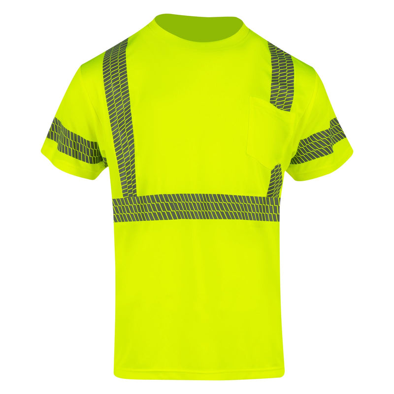 High Visibility Short Sleeve Safety T-Shirts with Reflective Strips for Men Class 3 Hi Vis Construction Work Shirts X-Large Yellow