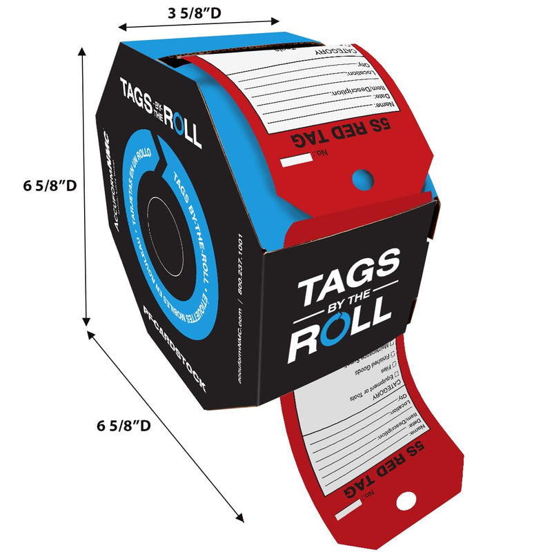 [Australia - AusPower] - 100 Tags by-The-Roll, 5S Red Tag, US Made OSHA Compliant Tags, Waterproof PF-Cardstock, Resists Tears, 6.25"x3", TAR162 100 Tags 