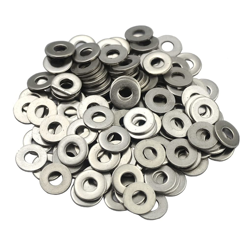 200 pcs #8 304 Stainless Steel SAE Flat Washer, Outer Diameter 7/16 inch Washers Assortment Kit 200