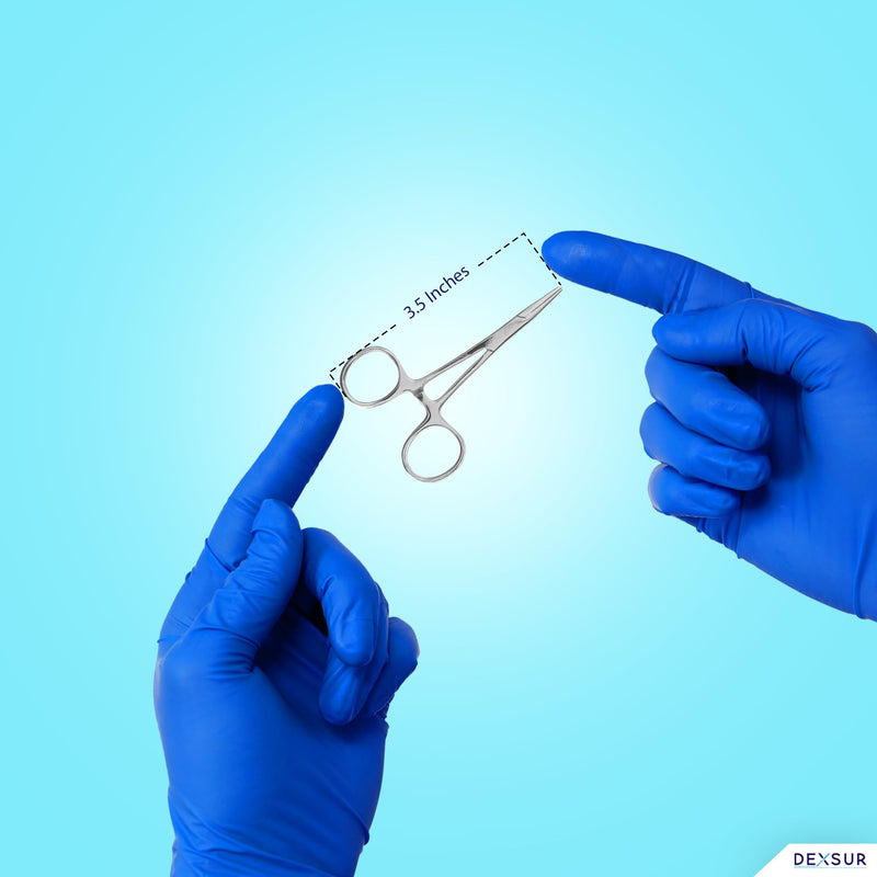 Precision Kelly Hemostat Forceps Locking Tweezers Clamp, Silver, Straight and Curved Stainless Steel (Straight, 4") 4"