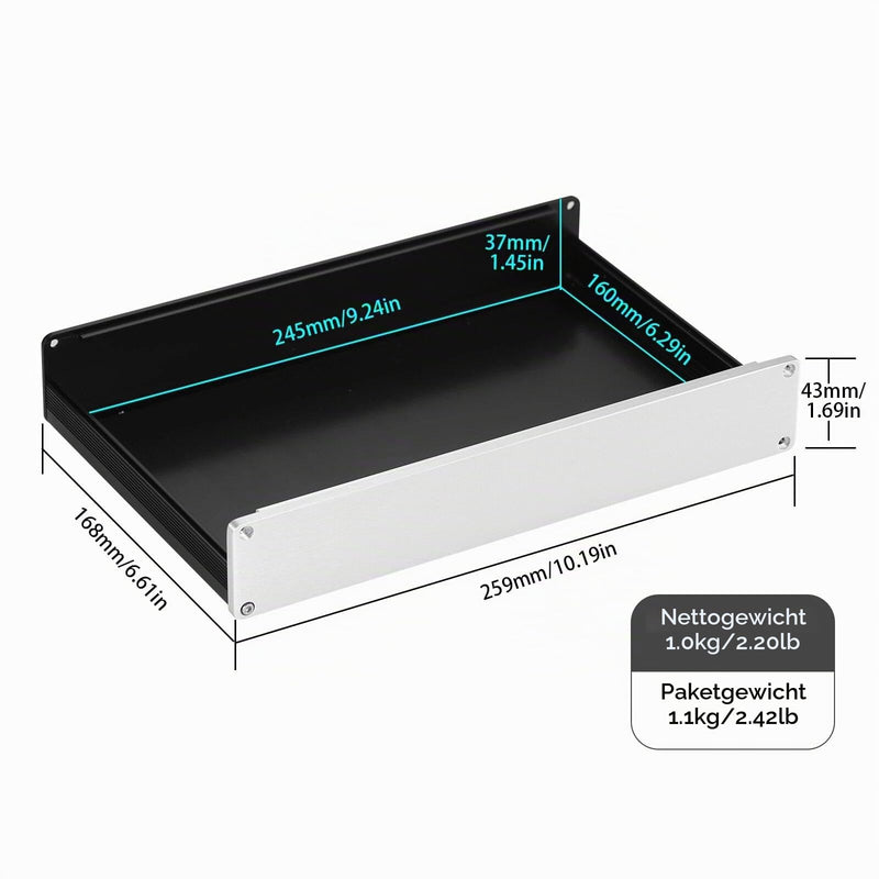 Aluminium Housing for DIY Amplifier DAC Home Amplifier Chassis Box, Controller Aluminium Box, Electronic Project Housing Circuit Board Box Split Type DIY Housing (259 x 168 x 43 mm) 259x168x43 mm