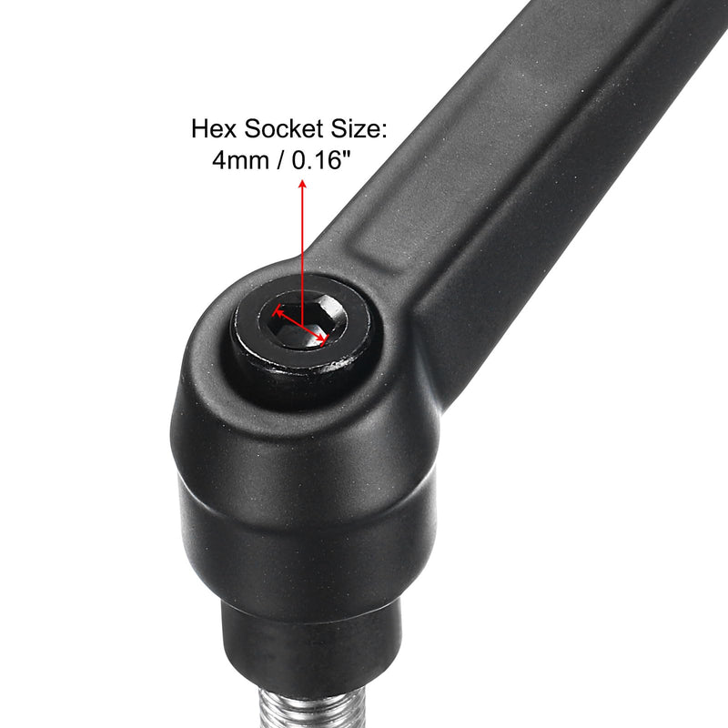 [Australia - AusPower] - uxcell Adjustable Clamping Lever Handle M8 x 50mm Metric 304 Stainless Steel Male Threaded Stud Hand Knobs Push Button Ratchet Rotating Screw Handles Bolts with Locking Lever Black 