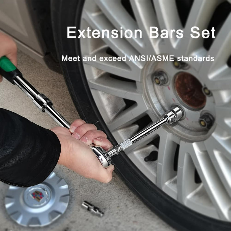 [Australia - AusPower] - 4 Piece 3/8 Inch Drive Extension Bar Set, 3/8 Inch Drive Socket Extension Set Includes 3, 6, and 10 Inch Extensions and 3/8 Inch drive Universal Joint Socket 3/8" Drive 