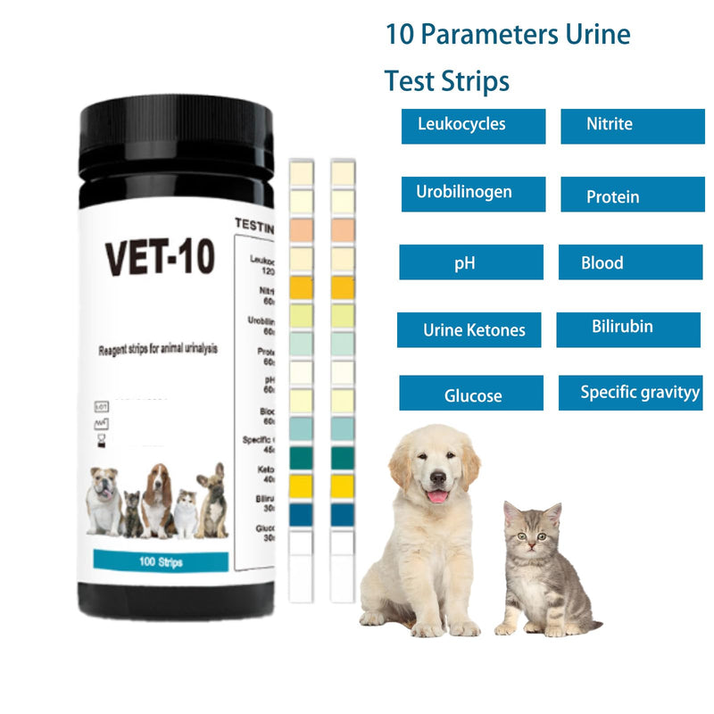 [Australia - AusPower] - 100 PCS Urine Test Strips 10 in 1 UTI Test Kit for Cat & Dog Pets Diabetes Urinalysis Testing Urinalysis Reagent Strips Multi-Parameter Urine Test Strip for Urinary Tract InfectionUTI 