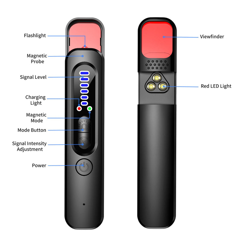 [Australia - AusPower] - Hidden Camera Detector - Anti Spy/Car GPS Tracker/RF Signal/Bug Sweeper/Hidden Devices/Listening Device Detector - Portable Bug Finder for Office Car Hotel Travel Indoor Outdoor Use 