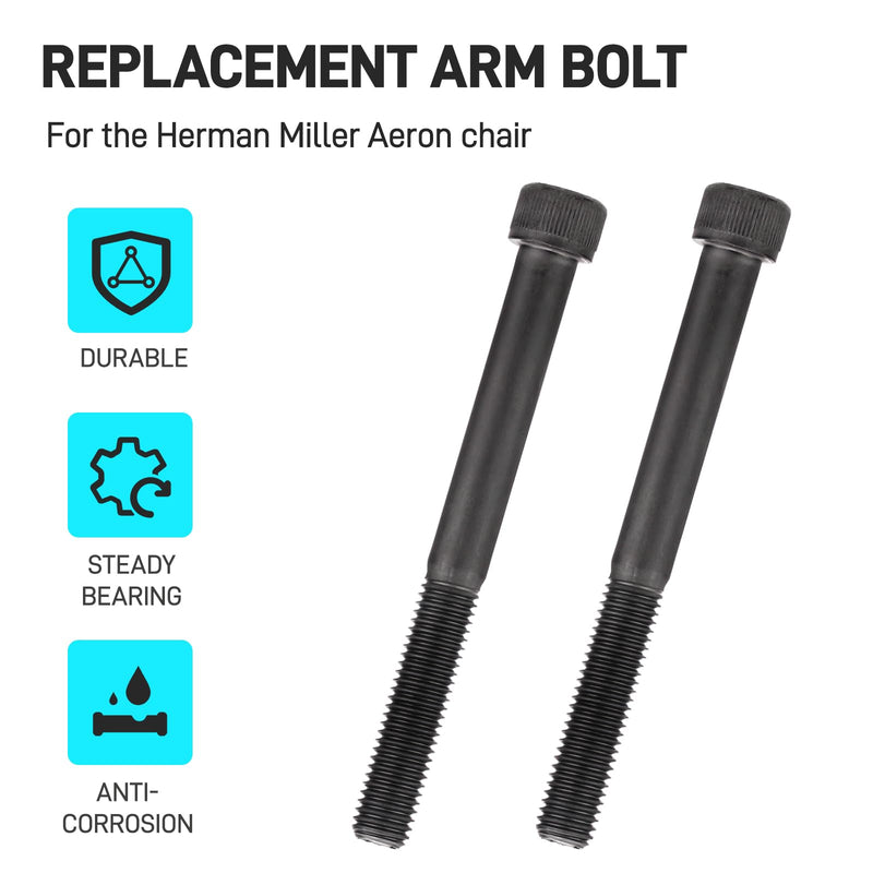[Australia - AusPower] - Alloy Steel Arm Bolts for Herman Miller Aeron Chair Replacement Kit, with Hexagon Spanner - 2 Pack(Black) 
