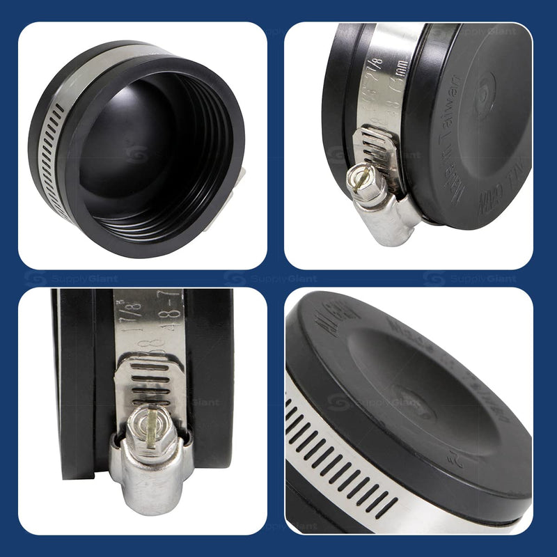 [Australia - AusPower] - 3942 Flexible PVC Pipe Cap with Stainless Steel Clamps, 2.4" Inner diameter for 2" Nominal Pipe, Black 2 Inch 
